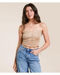 Blue B - Studded Faux Suede Tube Top - Lyst