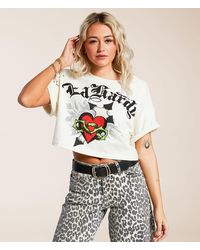 Ed Hardy - Cross Heart Cropped T-Shirt - Lyst