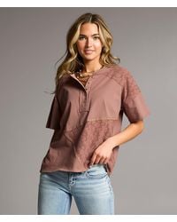BKE - Pieced Lace Oversized Henley - Lyst
