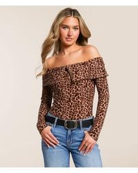 Willow & Root - Off The Shoulder Cheetah Top - Lyst