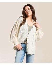 Pol - Pieced Crochet Oversized Cardigan Sweater - Lyst