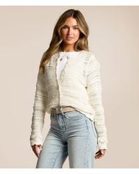Willow & Root - Scalloped Pointelle Cardigan Sweater - Lyst