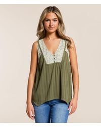 Daytrip - Pieced Henley Tank Top - Lyst