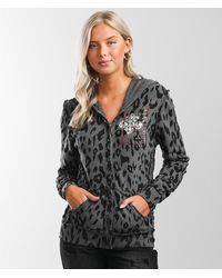 Affliction Phlox Fleur Fitted Hoodie - Gray