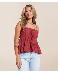 Charmed Hearts - Tiered Front Tie Tank Top - Lyst