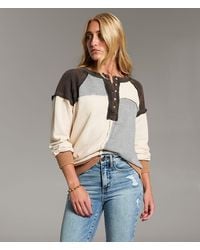 BKE - Pieced Stripe Oversized Henley Pullover - Lyst