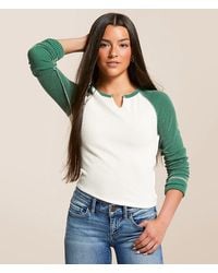 FITZ + EDDI - Notch Neck Raglan Top - Lyst