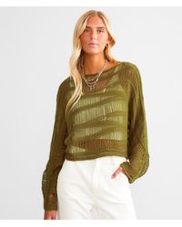 Gilded Intent - Wavy Stitch Cropped Sweater - Lyst