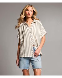 BKE - Raw Edge Striped Shirt - Lyst
