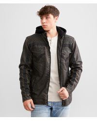 Buckle Black - Washed Faux Leather Hooded Jacket - Lyst