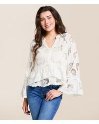 Blue B - Crochet Peplum Top - Lyst
