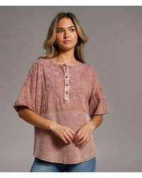 BKE - Raw Edge Washed Henley - Lyst