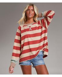 BKE - Striped Raw Edge Oversized Pullover - Lyst