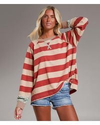 BKE - Striped Raw Edge Oversized Pullover - Lyst