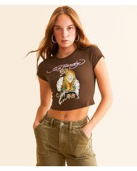 Ed Hardy - Tiger Cloud Cropped T-Shirt - Lyst