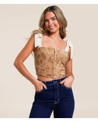 Willow & Root - Floral Velvet Corset Cropped Tank Top - Lyst