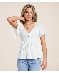 Angie - Twisted Eyelet Top - Lyst
