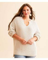 BKE - Notch Neck Oversized Waffle Sweater - Lyst