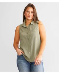 Daytrip - Woven Crinkle Tank Top - Lyst
