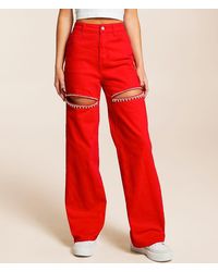 Blue B - Ultra High Rise Wide Leg Rhinestone Stretch Jean - Lyst