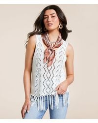 Daytrip - Pointelle Fringe Sweater Tank Top - Lyst