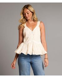 BKE - Striped Peplum Tank Top - Lyst
