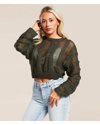 Gilded Intent - Cropped Open Stitch Sweater - Lyst