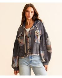 Pol - Pieced Plaid Hooded Shacket - Lyst