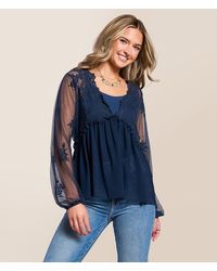 Daytrip - Floral Mesh Empire Top - Lyst