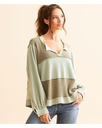 Pol - Pieced Faux Henley Top - Lyst