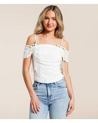Willow & Root - Floral Lace Cold Shoulder Top - Lyst