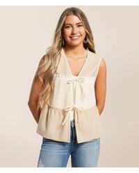 Daytrip - Pieced Front Tie Ruffle Tank Top - Lyst