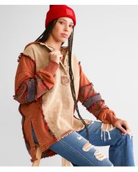 Gilded Intent - Oversized Plaid Henley Hoodie - Lyst