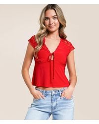 Willow & Root - Pieced Lace Keyhole Top - Lyst