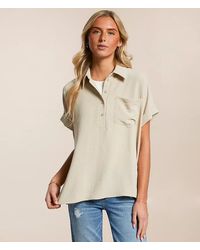 Daytrip - Collared Henley Blouse - Lyst