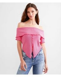 Willow & Root - Split Front Off The Shoulder Top - Lyst