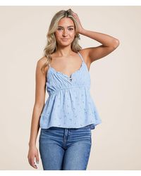 Angie - Eyelet Peplum Tank Top - Lyst