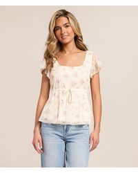 Willow & Root - Floral Mesh Peplum Top - Lyst