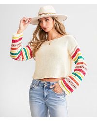 Willow & Root - Pointelle Boxy Cropped Sweater - Lyst