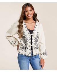 Willow & Root - Embroidered Front Tie Top - Lyst