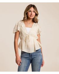 Daytrip - Embroidered Peplum Top - Lyst