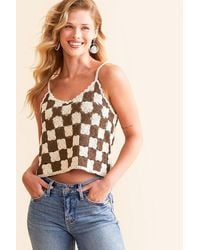 Willow & Root - Checkered Crochet Cropped Tank Top - Lyst