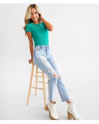 Flying Monkey - High Rise Cropped Straight Stretch Jean - Lyst