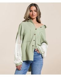 Pol - Raw Edge Textured Shirt - Lyst