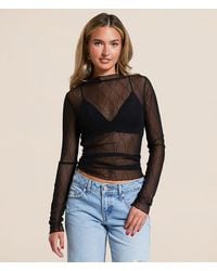 Willow & Root - Embroidered Mesh Top - Lyst