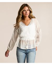 Daytrip - Embroidered Chiffon Peplum Top - Lyst