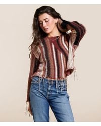 Gilded Intent - Mixed Stripe Eyelash Fringe Sweater - Lyst