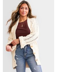 Free People - Cable Cardigan Sweater - Lyst