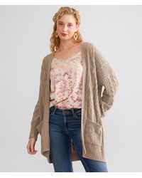 Daytrip - Chenille Cable Knit Cardigan Sweater - Lyst