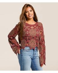 Willow & Root - Floral Crochet Sweater - Lyst